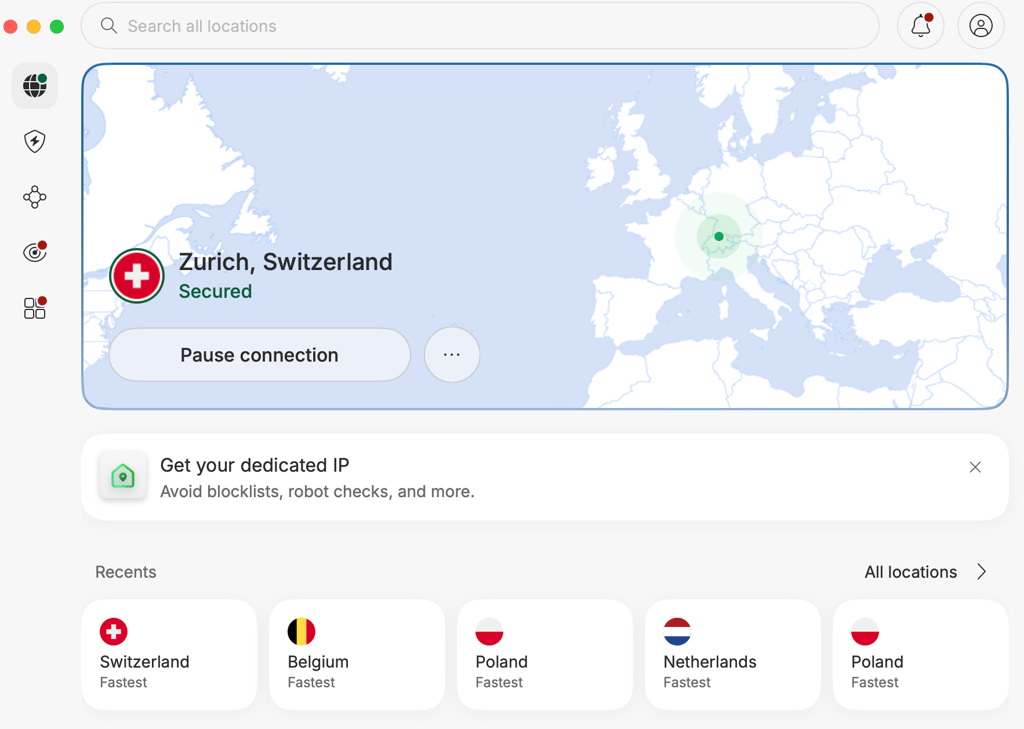 nordvpn connected switzerland