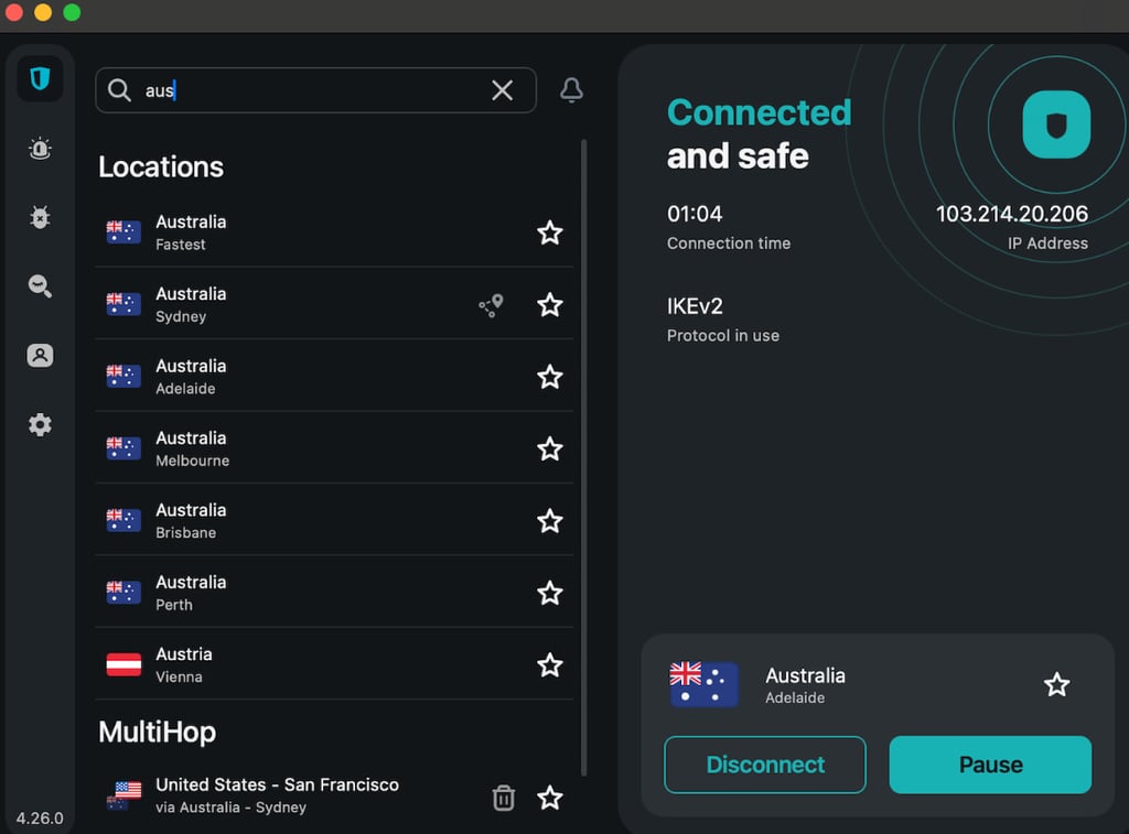 nordvpn connected to australia server