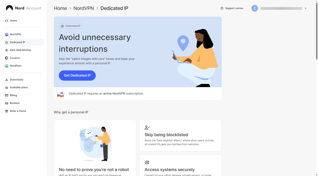 nordvpn dedicated ip settings