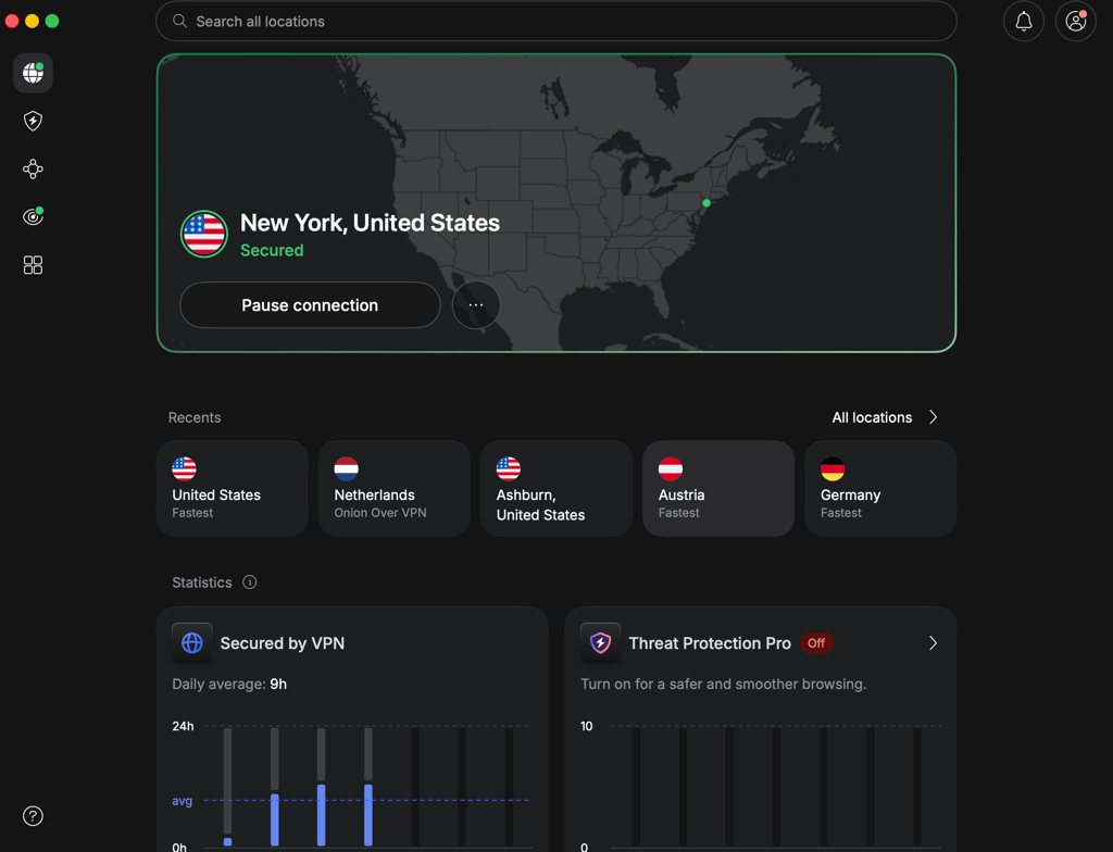 NordVPN interface macOS
