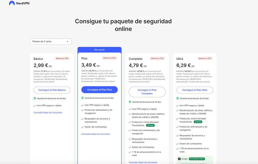 nordvpn plans ES