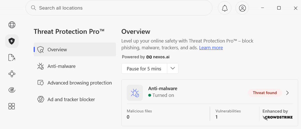 NordVPN Threat Protection Pro enabled against ads