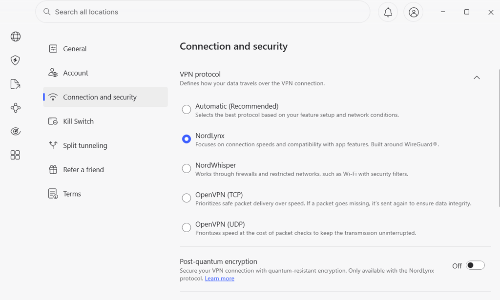 NordVPN WireGuard enabled