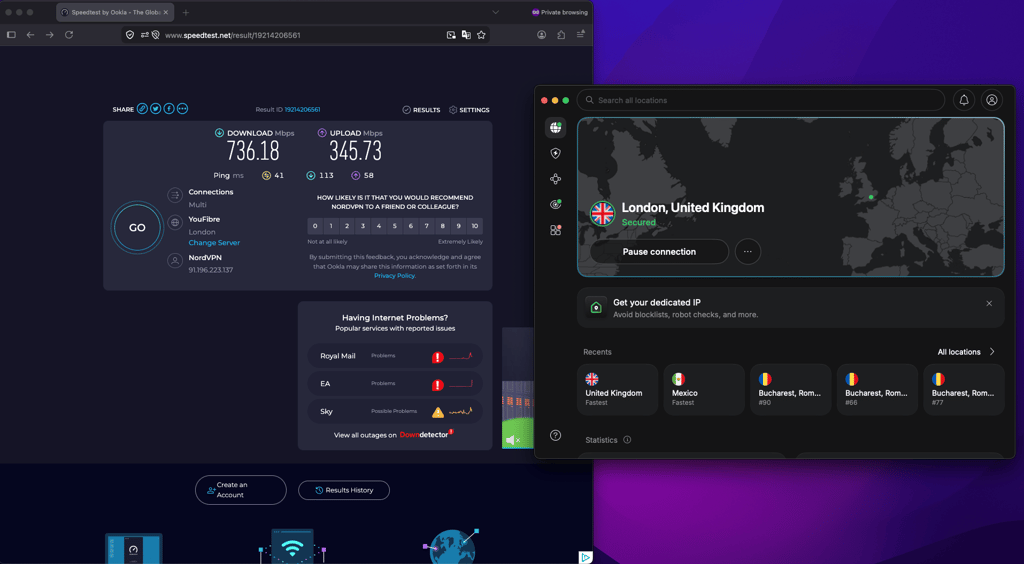 nordvpn bbc speedtest
