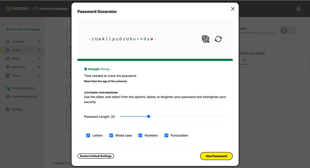 norton password generator