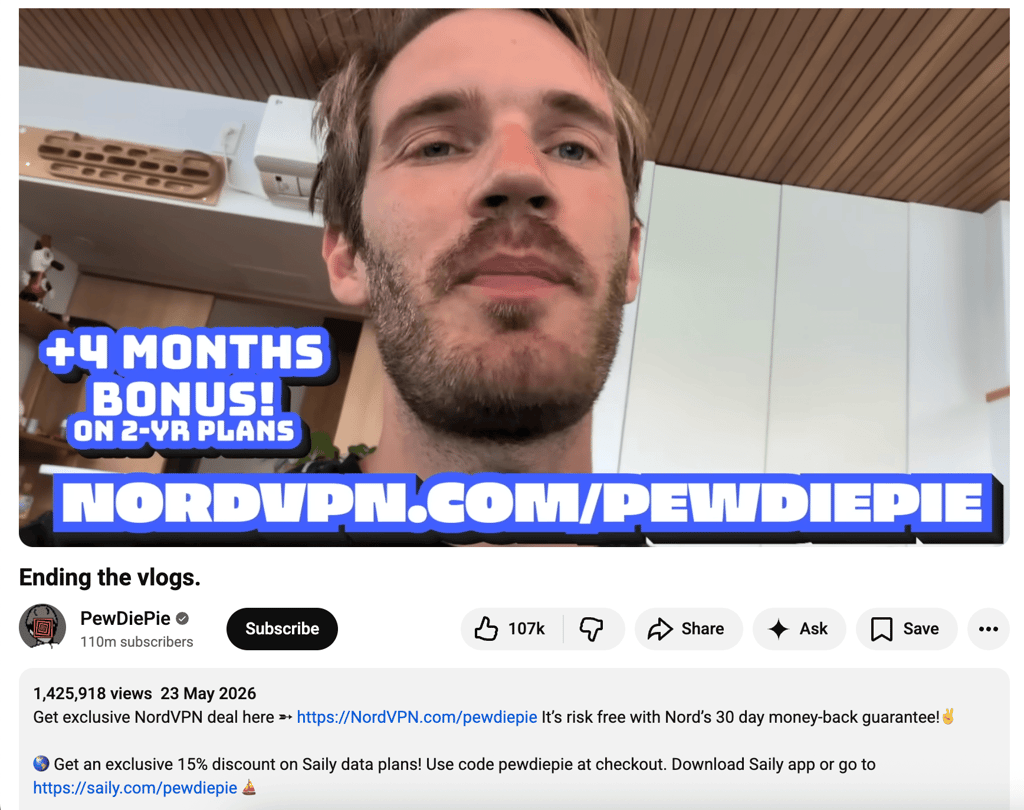 pewdiepie nordvpn code