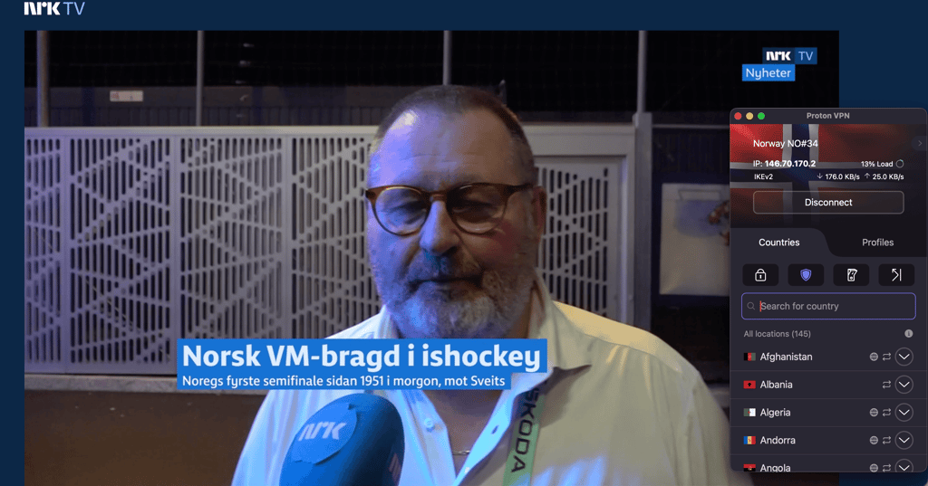 NRK TV unblocked with Proton VPN