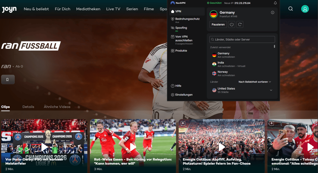 Ran Fußball Joyn live