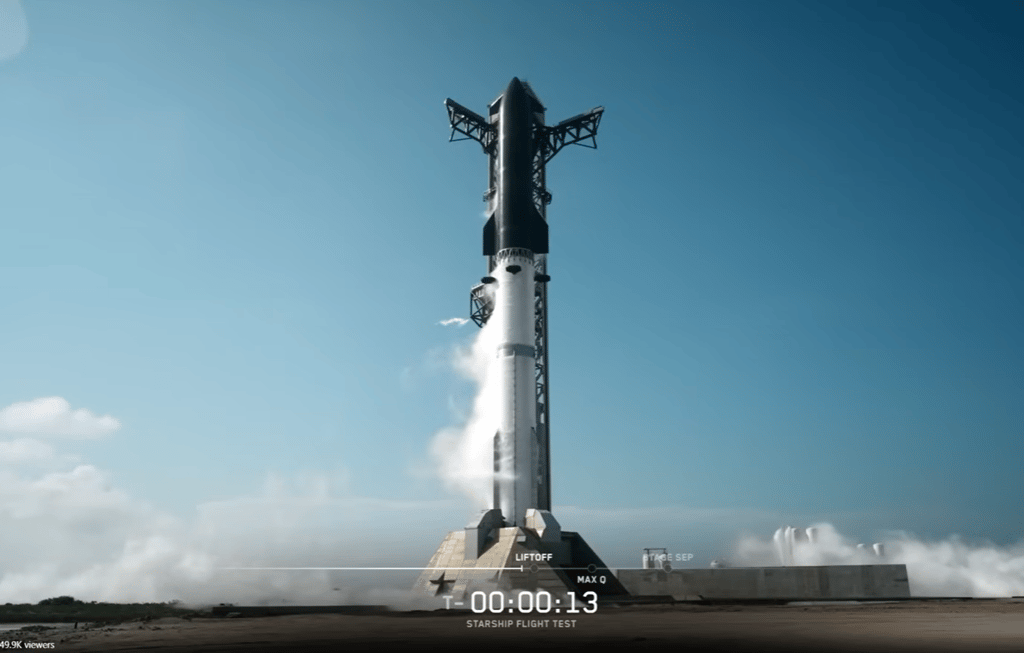 Starship launch via SpaceX