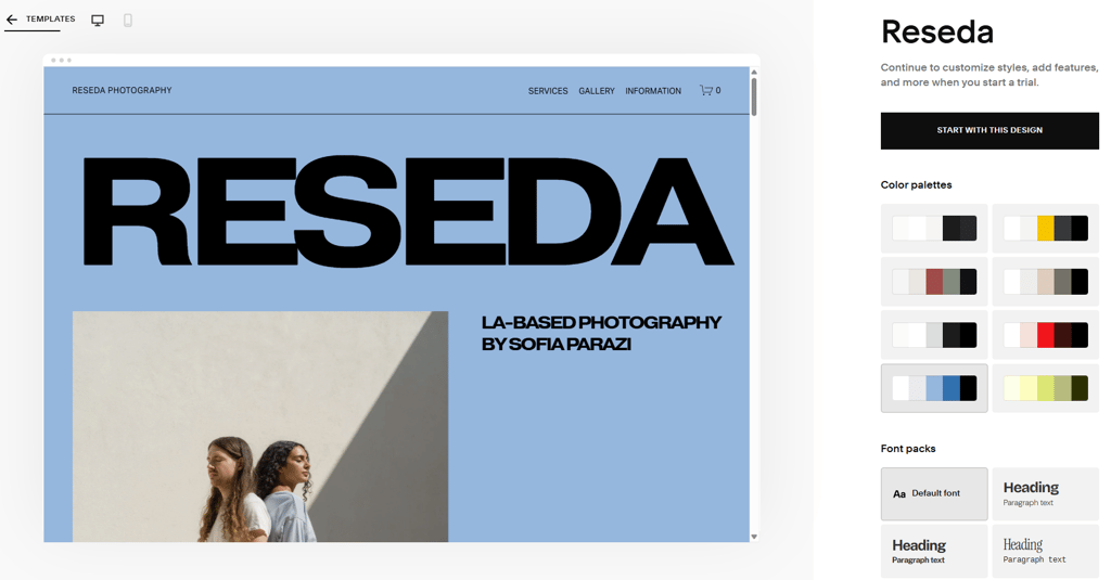 Squarespace photography template