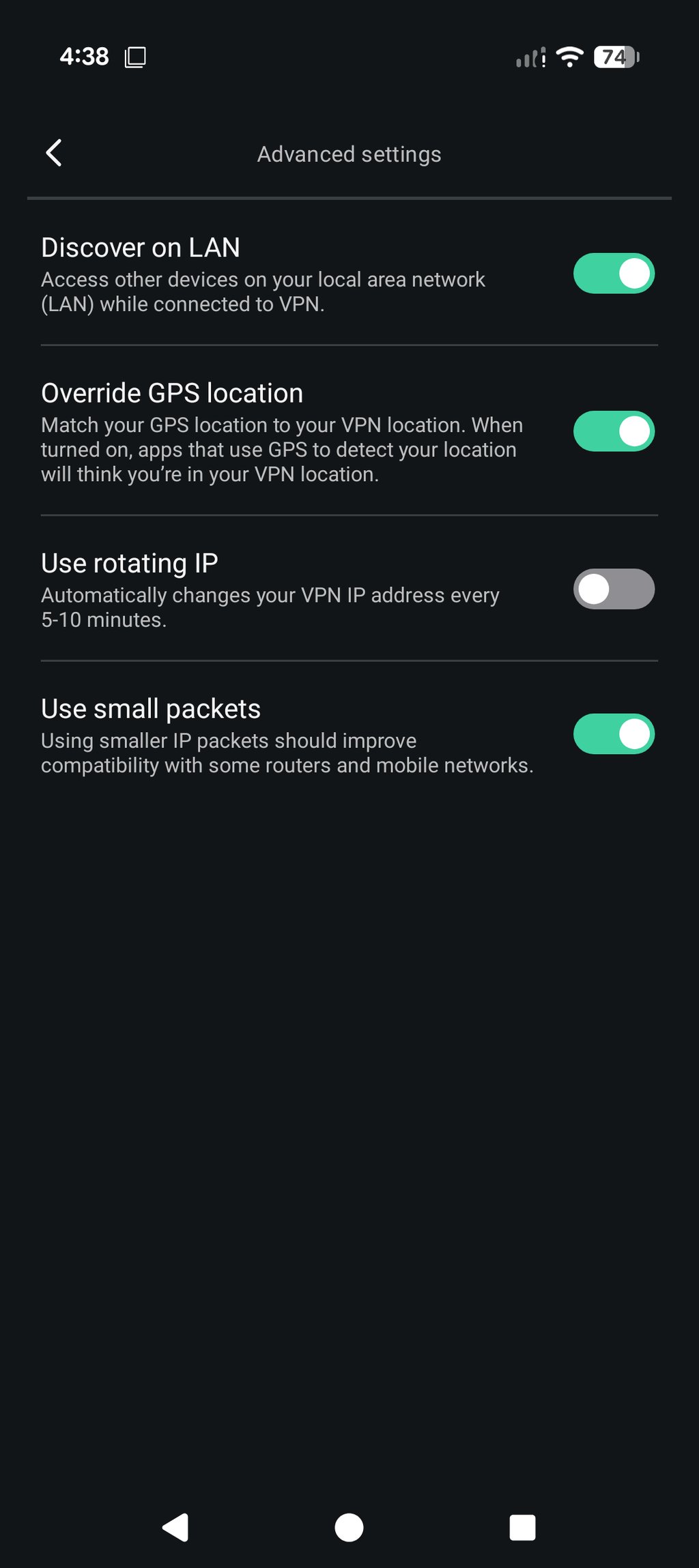 Surfshark advanced settings