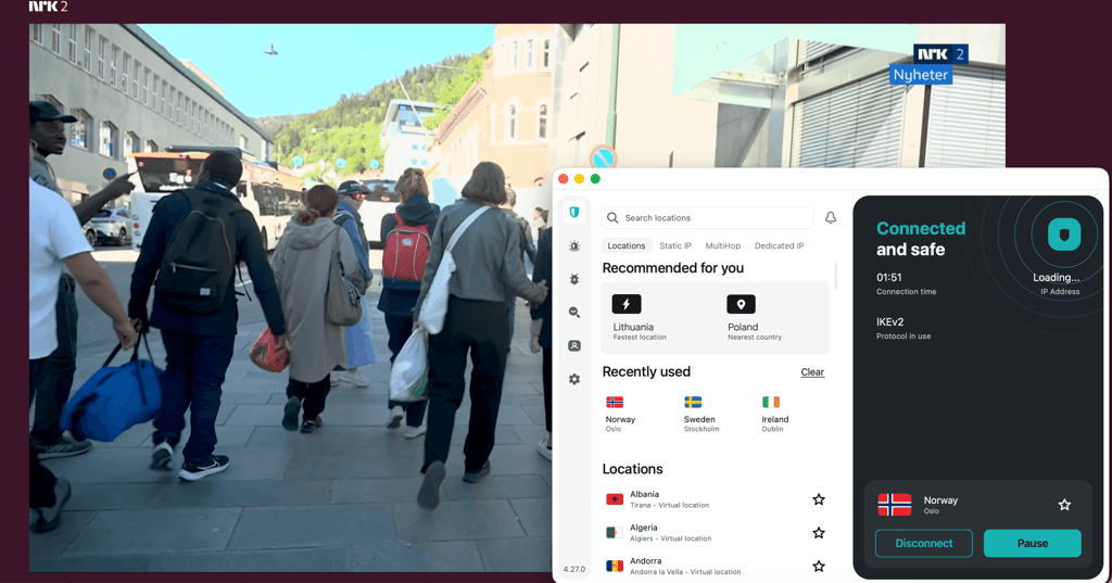 NRK2 unblocked with Surfshark