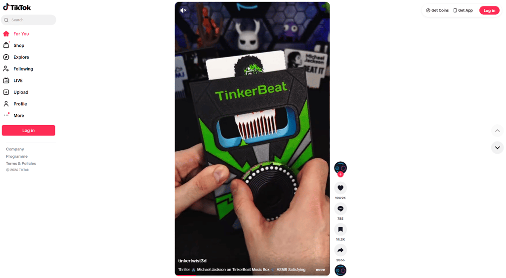 TikTok get coins page