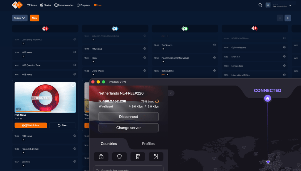 watching nos protonvpn