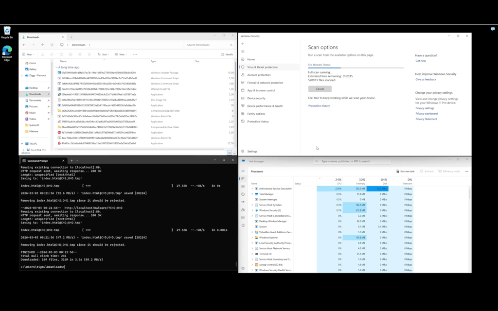 microsoft defender testing screenshot