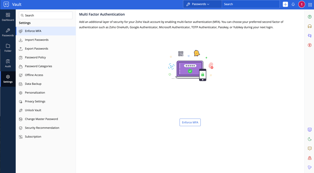 zoho vault mfa