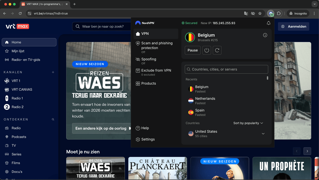 VRT Max is unblocked with a VPN