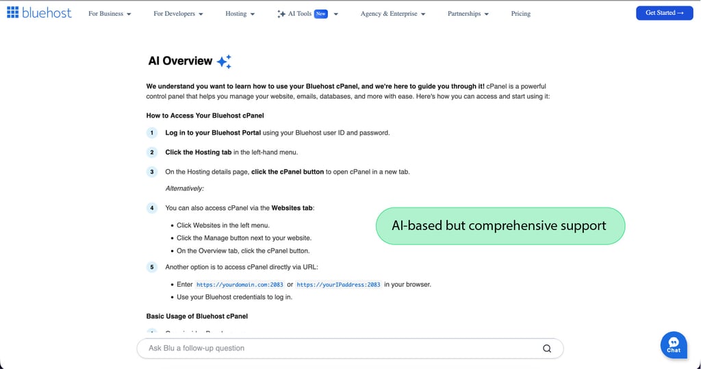 Bluehost AI chatbot