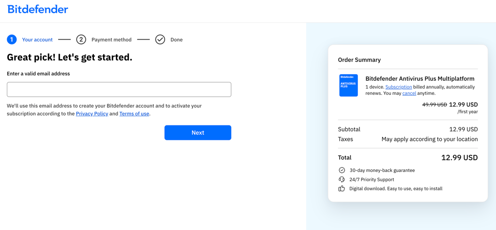 Bitdefender checkout June 2026