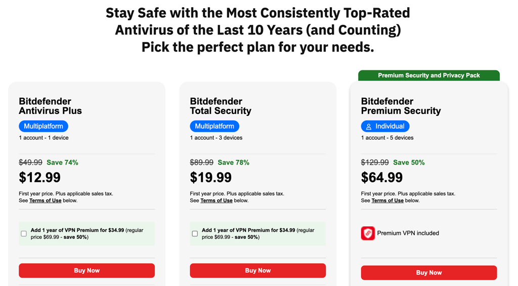 Bitdefender prices June 2026