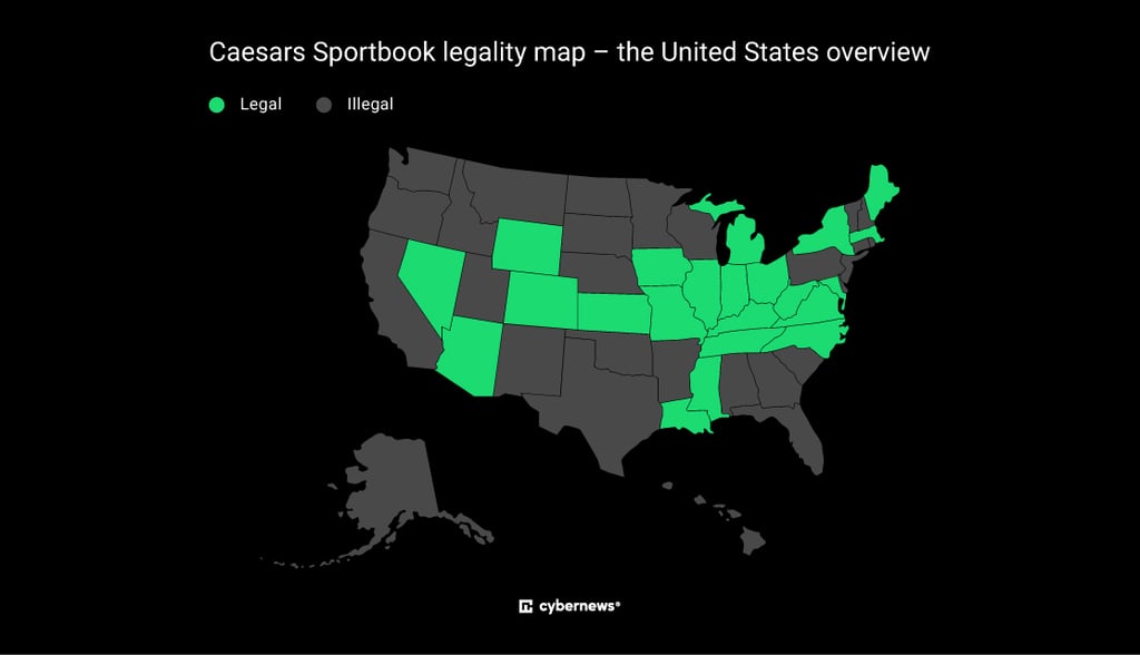 Caesars Sportbook legality map