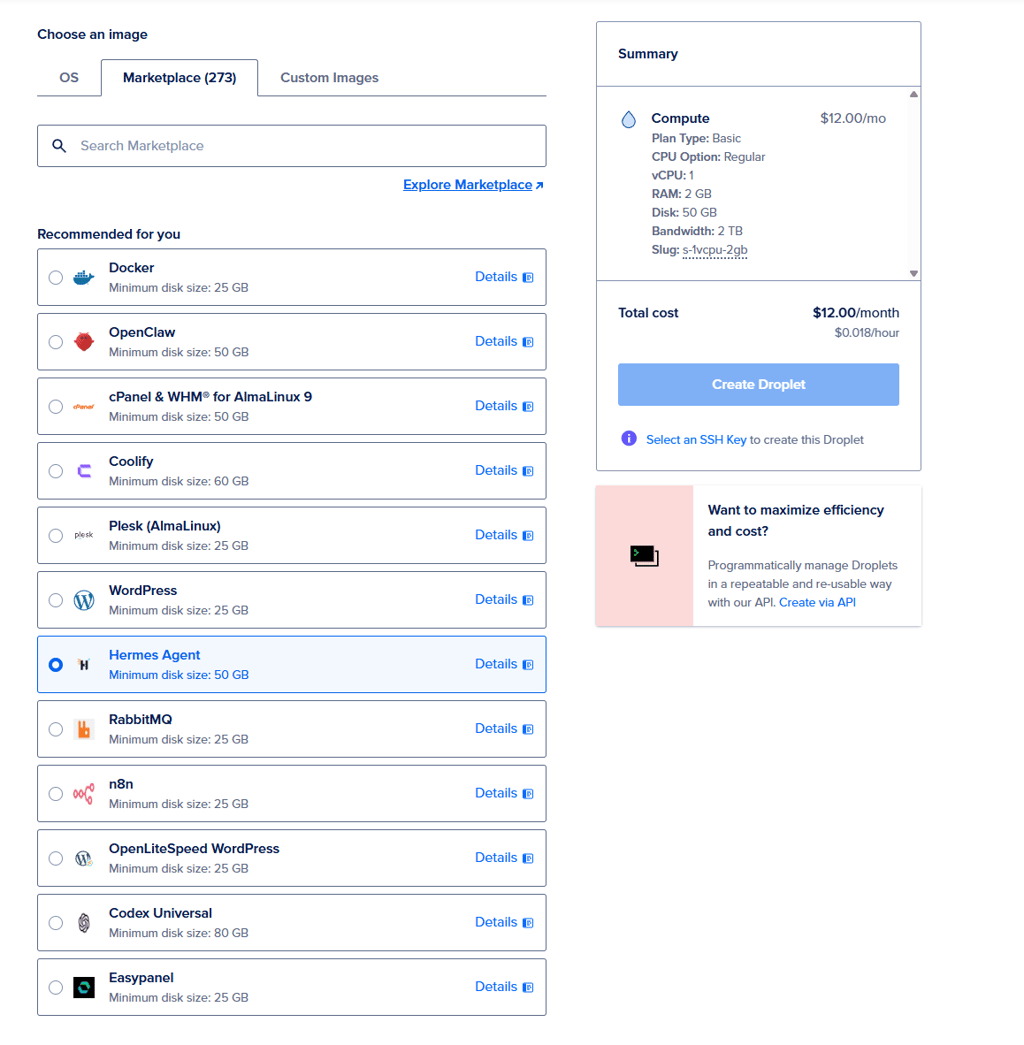 DigitalOcean hermes