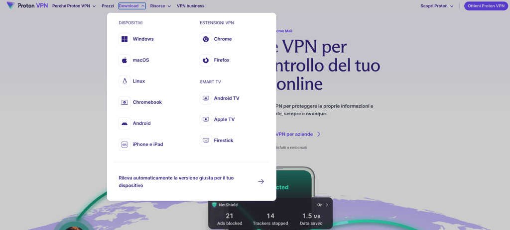 dispositivi compatibili con Proton VPN