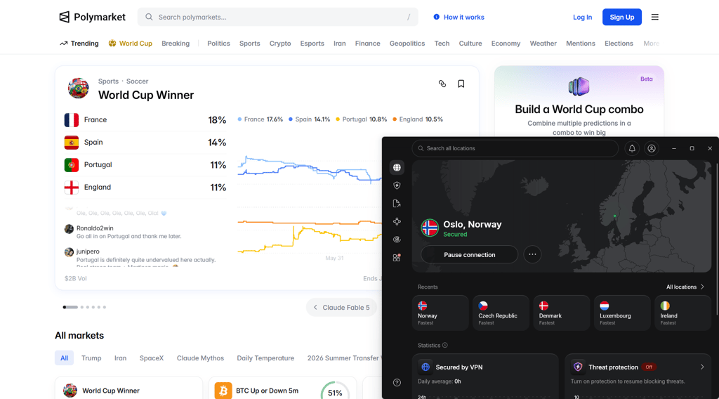 NordVPN successfully unblocked Polymarket