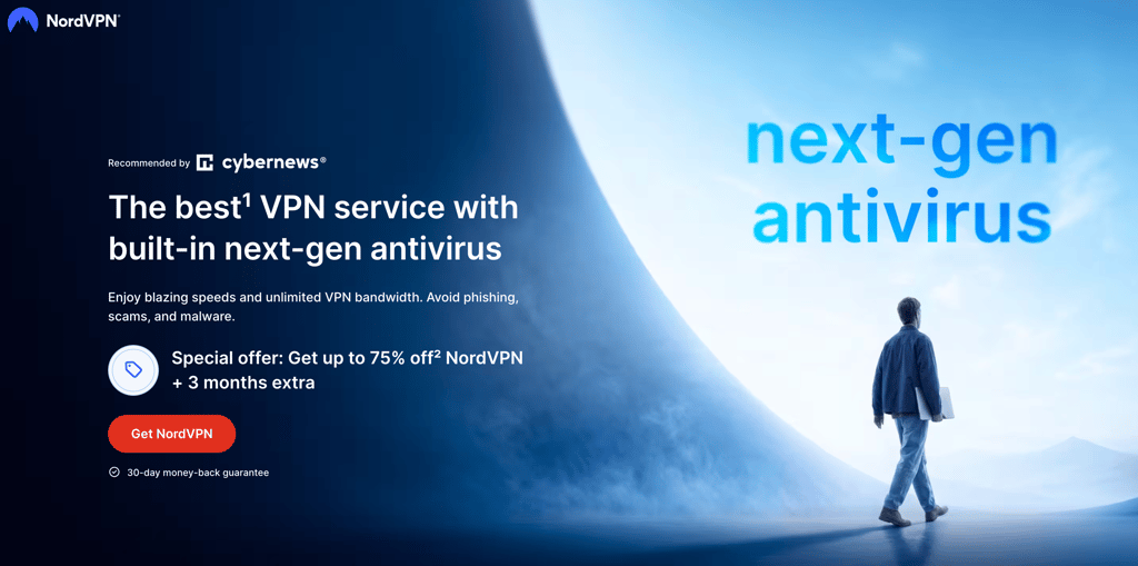 Nordvpn's landing page in Jun 2026