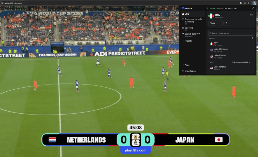 RaiPlay dall'estero con una VPN