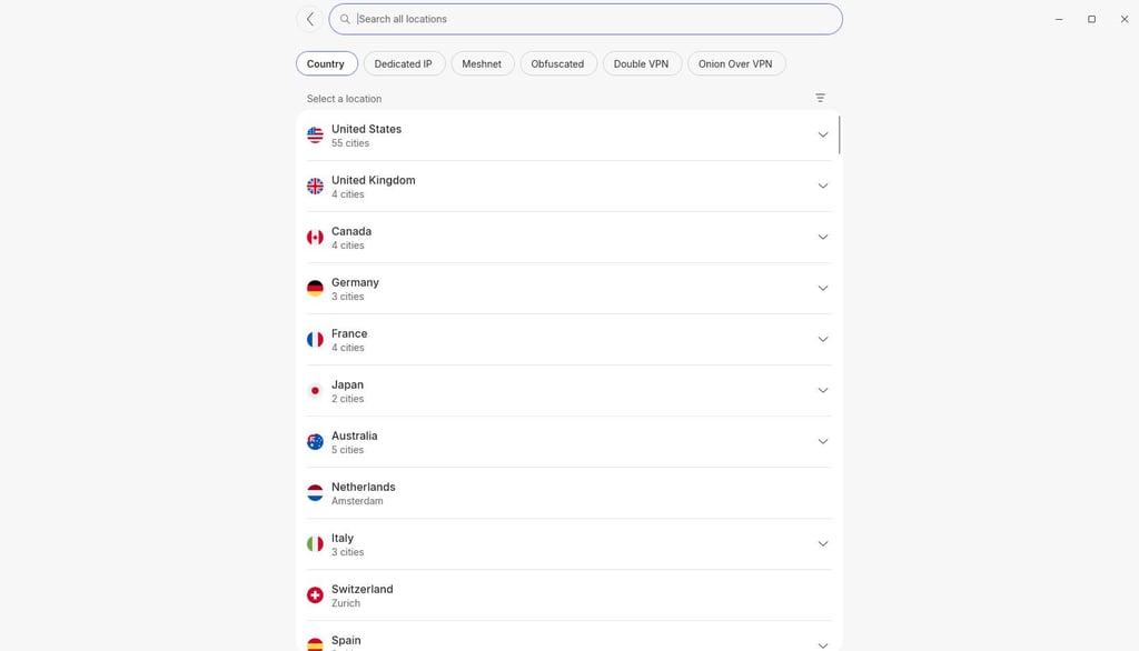 Server selection for NordVPN