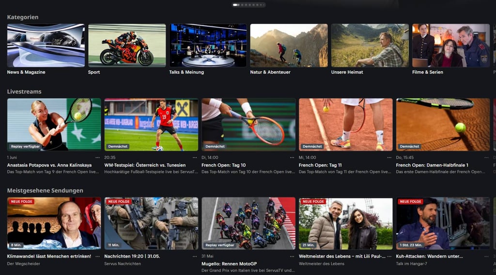 ServusTV content selection