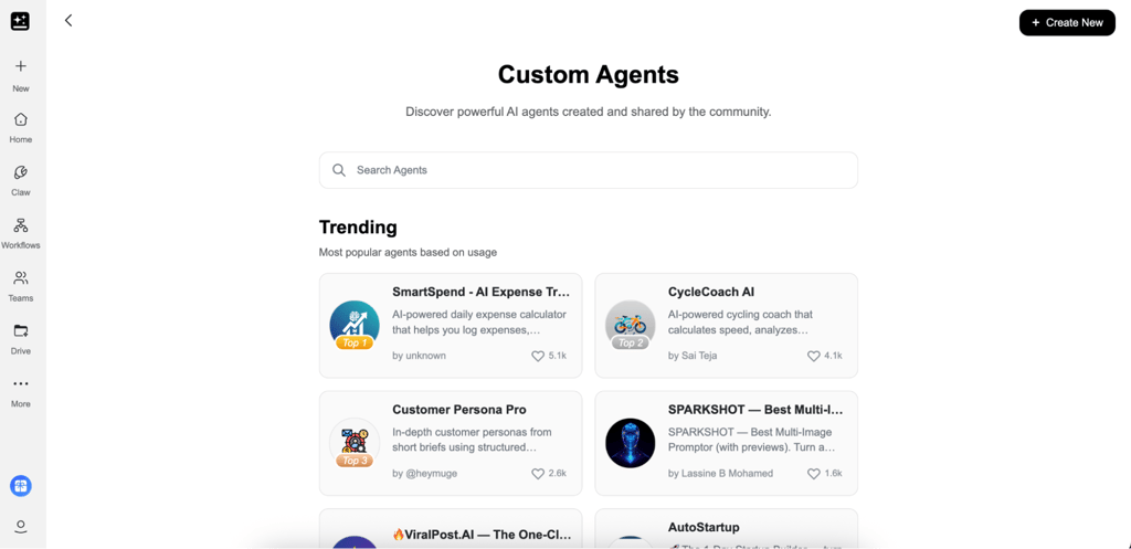 Selection of Genspark AI custom agents