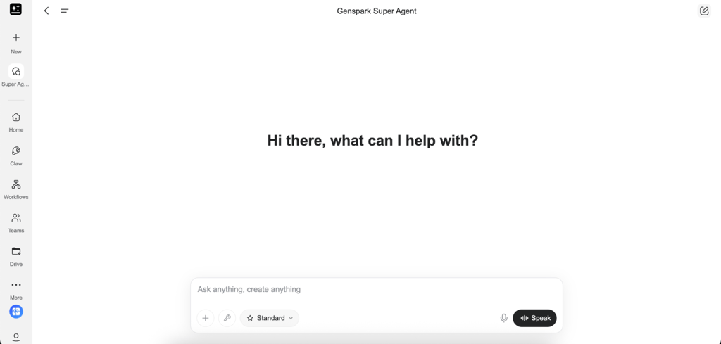 Starting a conversation with Genspark AI