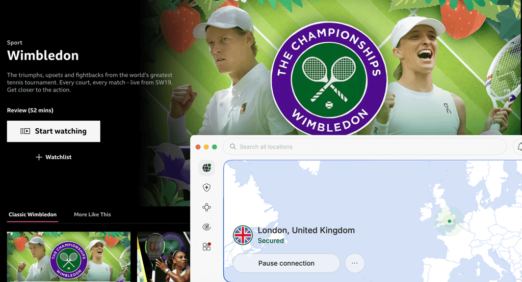 bbc iplayer nordvpn wimbledon 2026