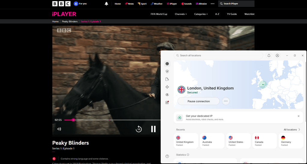 BBC iPlayer working with NordVPN