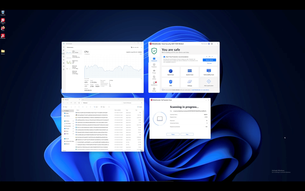 Bitdefender’s full scan in progress