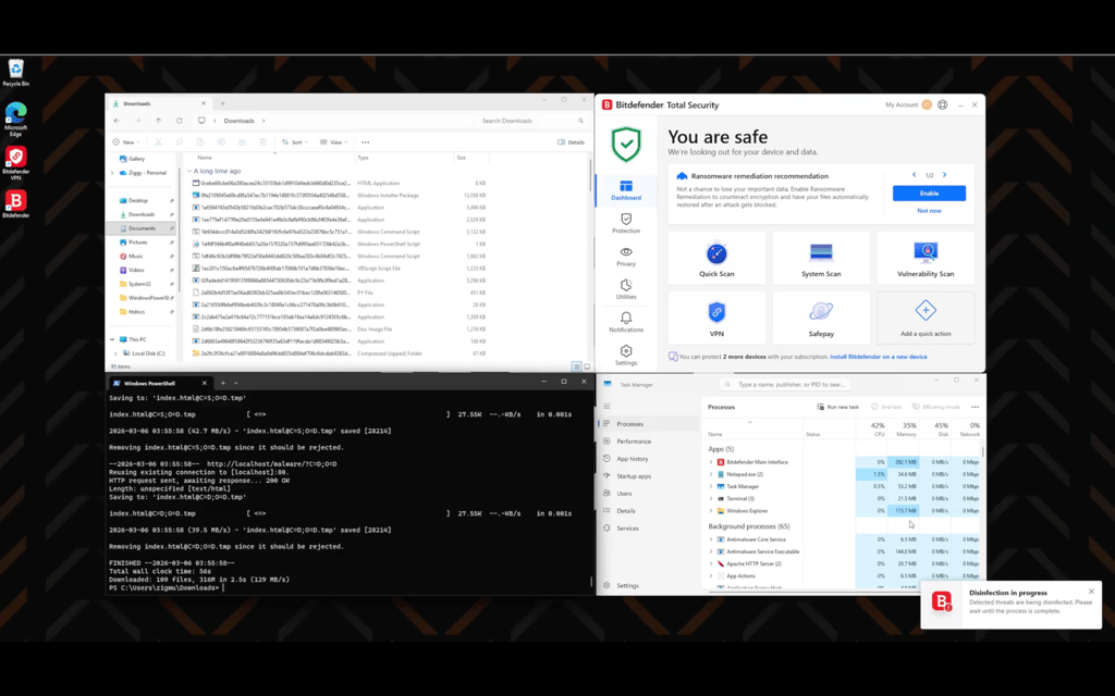 Bitdefender’s real-time protection test
