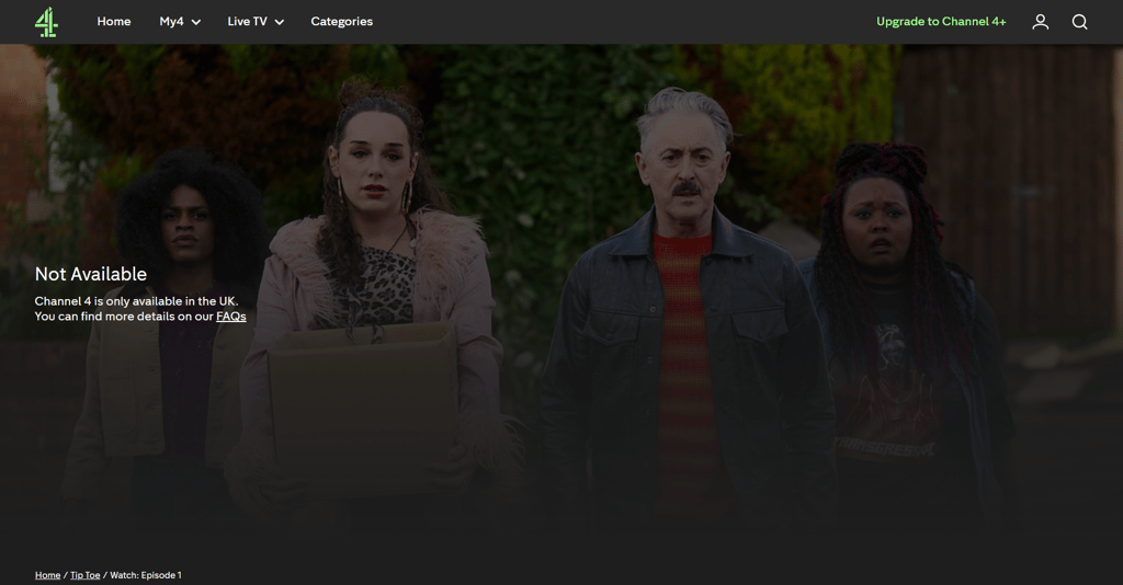 Channel 4 error when accessing from the US