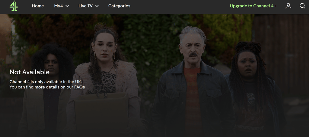 Channel 4 unavailable outside UK