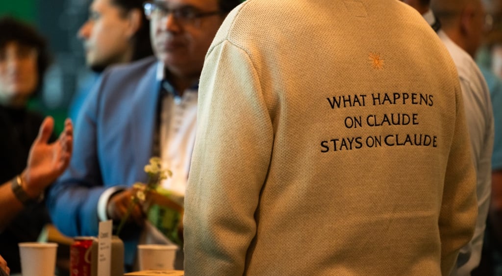 claude sand color sweatshirt, what happens in claude stays in claude, blurry black man face,