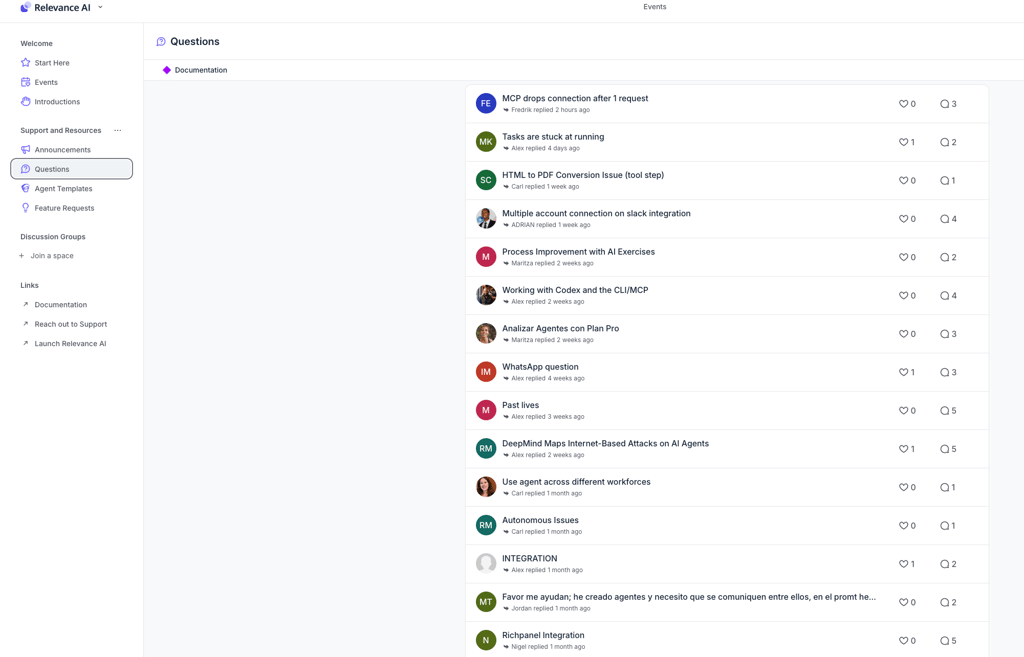Relevance AI community questions – all have answers