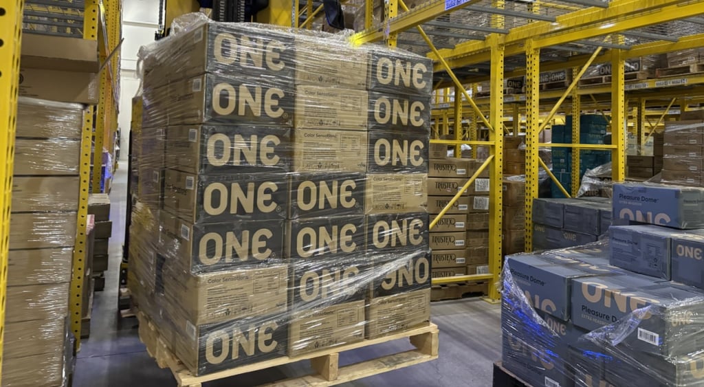 One condoms on pallet
