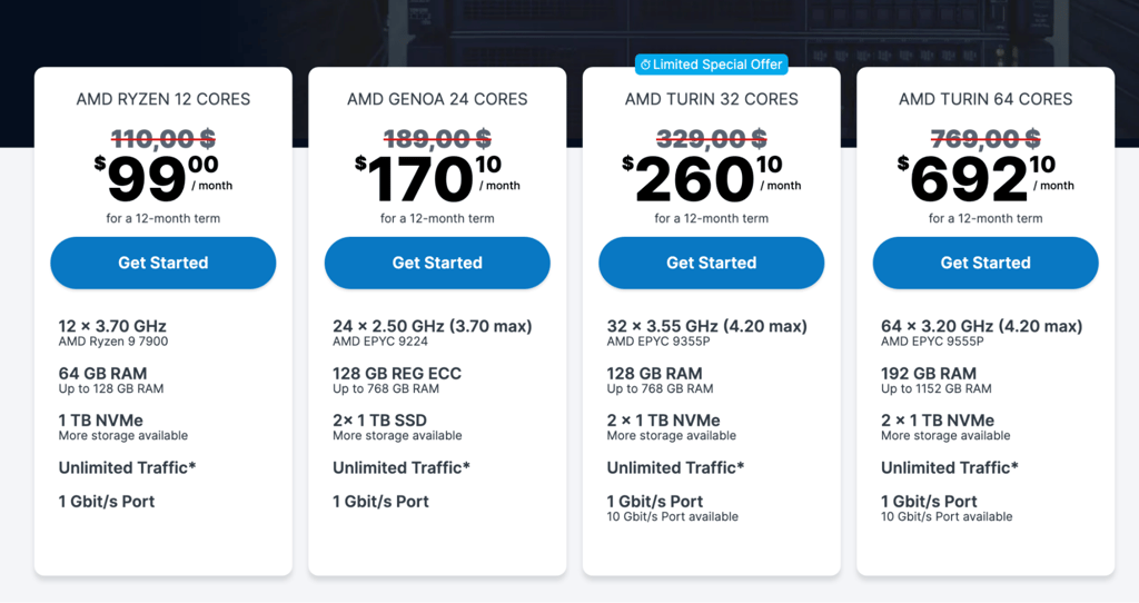 Contabo bare metal dedicated server pricing
