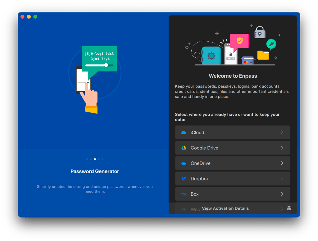 Enpass options for data storing