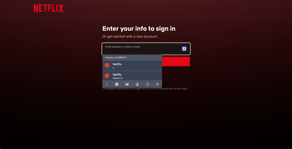 Enpass Netflix login step 1