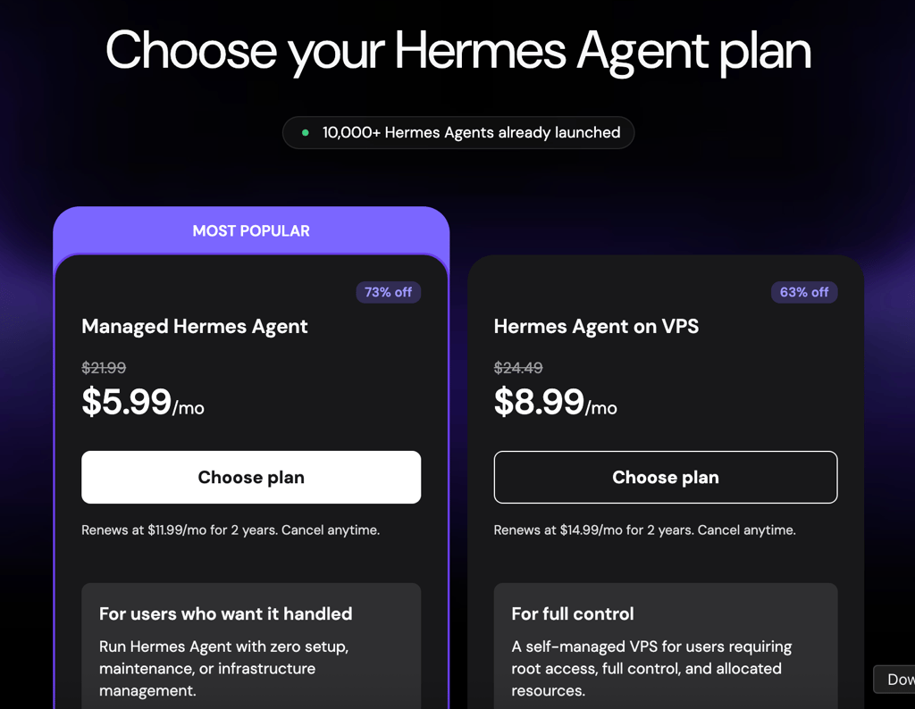 hostinger hermes choose plan