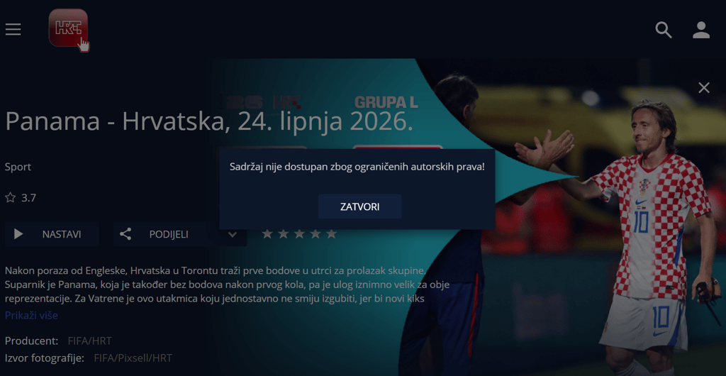 HRTi live stream SP-a blokiran iz inozemstva