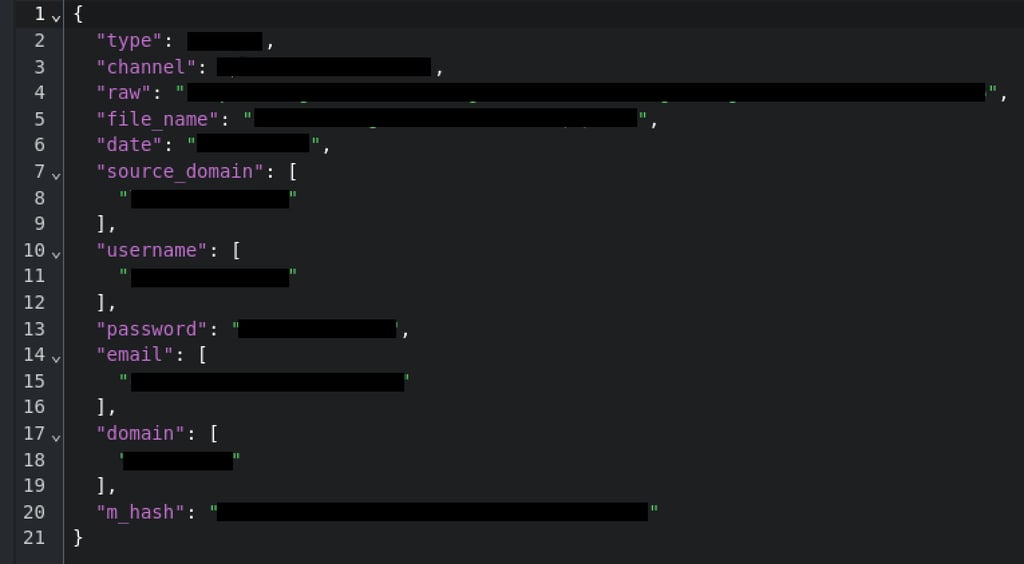 infostealer data sample