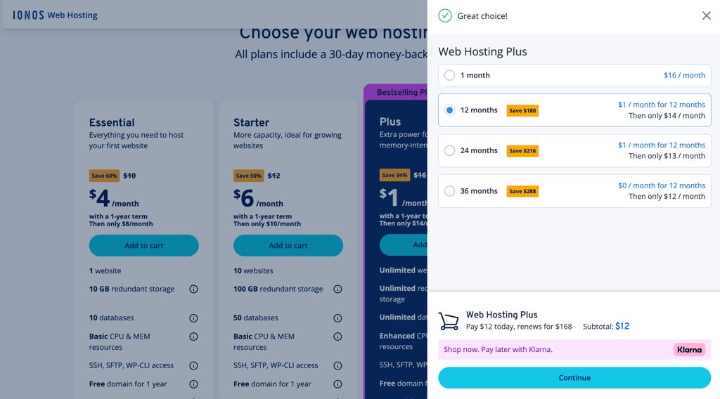ionos plan duration selection